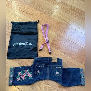 Dog Jeans with Suspenders - Monkey Daze Size Large